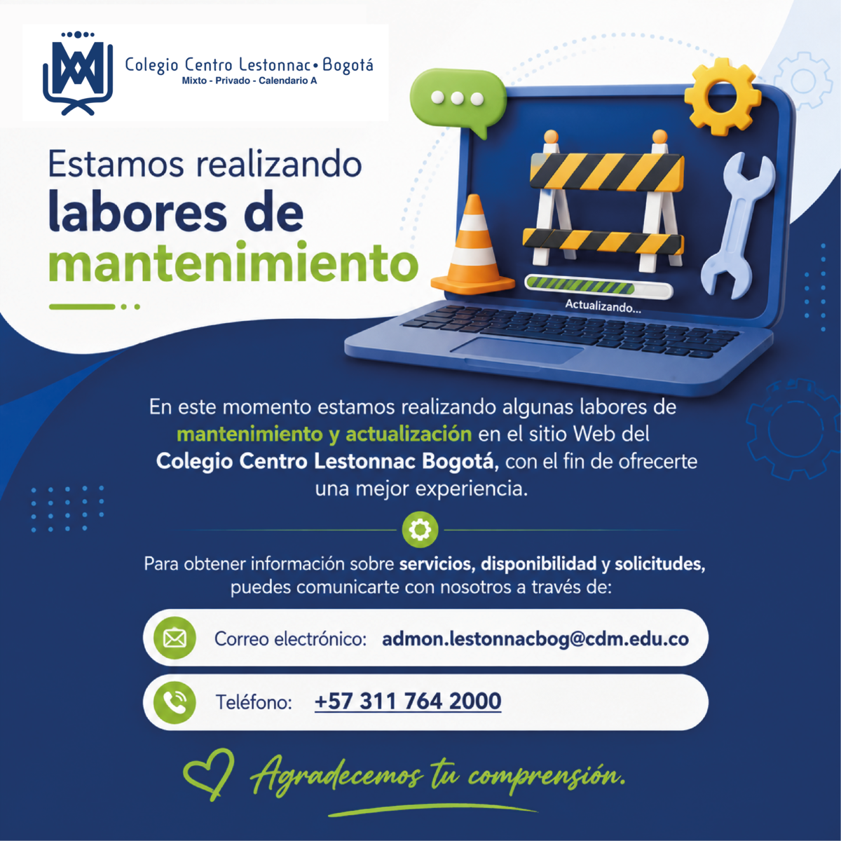 Colegio Centro Lestonnac Bogotá - Sitio web en mantenimiento
